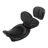 C.C. RIDER Touring Seat Two Piece Low Profile Driver Passenger Seat With Backrest For Road Glide Street Glide Road King, Red, 2009-2023