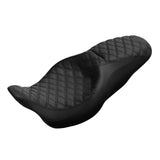 C.C. RIDER Touring Seat 2 up Seat Driver Passenger Seat Black Lattice Design For Harley Touring Street Glide Road Glide Electra Glide, 2008-2023