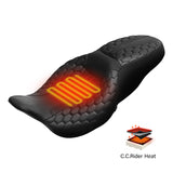 Heated Seat C.C. RIDER Touring Seat 2 up Seat Driver Passenger Seat For Harley Touring Street Glide Road Glide Electra Glide Honeycomb Stitiching, 2008-2024
