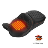 Heated Seat C.C. RIDER Touring Seat 2 Up Seat Driver Passenger Seat For Harley CVO Road Glide Electra Glide Street Glide Road King, 2009-2024