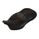 C.C. RIDER Touring Seat 2 Up Seat Driver Passenger Seat Honeybomb Stitching For Harley CVO Road Glide Electra Glide Street Glide Road King, 2009-2023