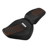 C.C.RIDER Softail Seat Two Piece 2 Up Seat Orange Honeycomb Stitching For Harley Softail Breakout FXBR FXBRS, 2018-2023