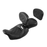 C.C. RIDER Touring Seat Two Piece Low Profile Driver Passenger Seat With Backrest For Road Glide Street Glide Road King, Black, 2009-2023