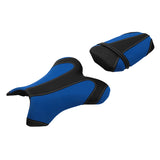 C.C. RIDER YZF R1 Front And Rear Seat Black Blue Alcantara Leather For YAMAHA YZFR1, 2004-2006