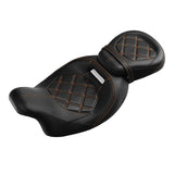 NEW C.C. RIDER Touring Seat Two Piece 2 Up Seat Low Profile Driver Passenger Seat Lattice Sititching For Road Glide Street Glide Road King, 2009-2023