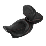 C.C. RIDER Touring Seat Two Piece Low Profile Driver Passenger Seat With Backrest For Road Glide Street Glide Road King, Red, 2009-2023