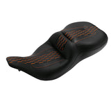 C.C. RIDER Touring Seat 2 Up Seat  Driver Passenger Seat Black Orange Honeycomb Stitching For Harley CVO Road Glide Electra Glide Street Glide Road King, 1997-2007