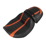 C.C. RIDER Touring Seat Two Piece 2 Up Seat Driver Solo Seat Passenger Seat Orange Trimming For CVO Street Glide CVO Road Glide, 2023-2025