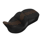 C.C. RIDER Touring Seat 2 Up Seat Driver Passenger Seat Honeycomb Stitching For Harley CVO Road Glide Electra Glide Street Glide Road King, 2009-2023