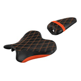 C.C. RIDER YZF R1 Front And Rear Seat For YAMAHA YZFR1 Black Orange Lattice Stitching, 2015-2024