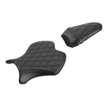 C.C. RIDER YZF R6 Front And Rear Seat Black Lattice Stitching For YAMAHA YZFR6 Black, 2017-2022