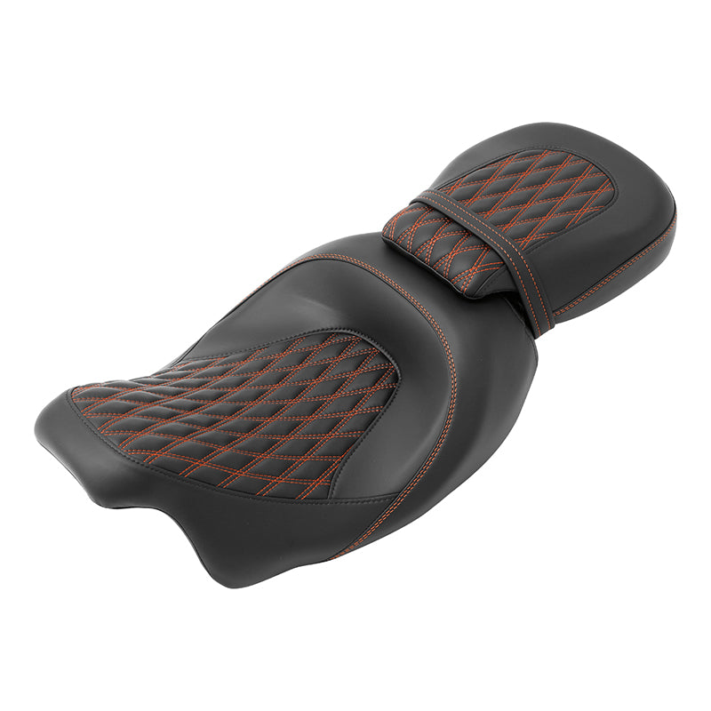 C.C. RIDER Touring Seat Two Piece 2 Up Seat Low Profile Driver Passenger Seat For Road Glide Street Glide Road King, 2009-2023