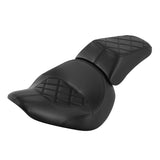 C.C. RIDER Softail Seat Two Piece 2 Up Seat Low Profile Driver Solo Seat Passenger Seat Black Lattice For Harley Softail Fat Boy Cross Bones, 2006-2017
