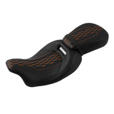 C.C. RIDER Touring Seat Two Piece 2 Up Seat Low Profile Driver Passenger Seat Honeycomb Design For Road Glide Street Glide Road King, 2009-2023