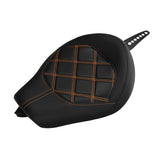 C.C.RIDER Sportster Seat Front Solo Seat Driver Rider Cushion Orange Lattice Stitching, 2010-2023 XL models