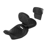C.C. RIDER Touring Seat Two Piece Low Profile Driver Passenger Seat With Backrest For Road Glide Street Glide Road King, Black, 2009-2023