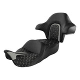 C.C. RIDER Touring Seat Driver Passenger Seat With Backrest For Harley CVO Road Glide Electra Glide Street Glide Road King, Whitish Grey, 2014-2023