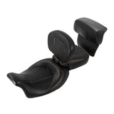C.C. RIDER Touring Seat Two Piece Low Profile Driver Passenger Seat With Backrest For Road Glide Street Glide Road King, Black Orange, 2009-2023