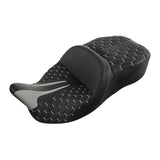 C.C. RIDER Touring Seat Driver Passenger Seat With Backrest For Harley CVO Road Glide Electra Glide Street Glide Road King, Whitish Grey, 2014-2023