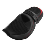 C.C. RIDER Touring Seat Two Piece 2 Up Seat Driver Solo Seat Passenger Seat Alcantara Leather Red Stitching For CVO Street Glide CVO Road Glide, 2023-2024
