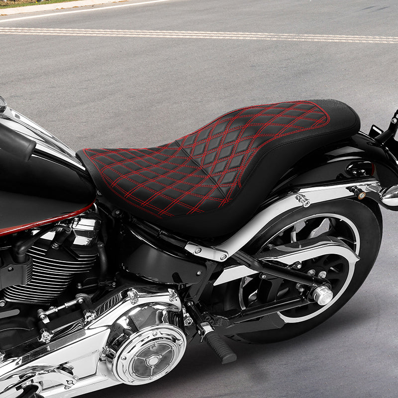 C.C. RIDER Low Rider S Low Rider ST Driver And Passenger Seat Red Lattice Stitching Fit For Low Rider FXLR FXLRS FXLRST 2018-2023