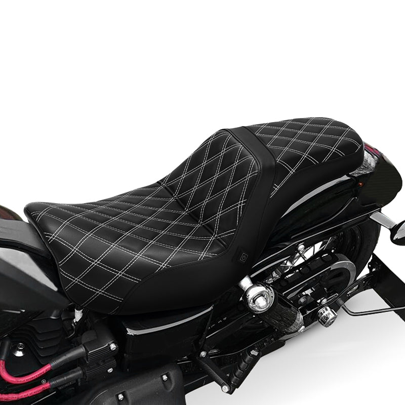 C.C. RIDER *Heated* Seat C.C. RIDER Dyna Step Up Seat 2 up Seat Diamond Stitching For Dyna Low Rider Fat Bob FXD/FXDWG, 2006-2017