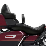 C.C. RIDER Touring Seat Driver Passenger Seat Extended Reach Seat With Backrest For Harley CVO Road Glide Electra Glide Street Glide Road King, Black Gray Diamond Stitching, 2014-2023