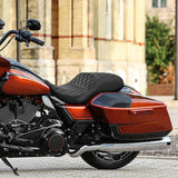 C.C. RIDER Touring Seat One Piece 2 Up Seat Driver Passenger Seat Lattice Stitching For Street Glide Road Glide, 2023-2025