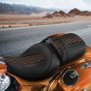 C.C. RIDER Indian Seat 2 Piece 2 Up Seat Honeycomb Stitiching For Indian Chieftain Dark Horse Chieftain Limited Chieftain Elite Springfield, 2014-2023