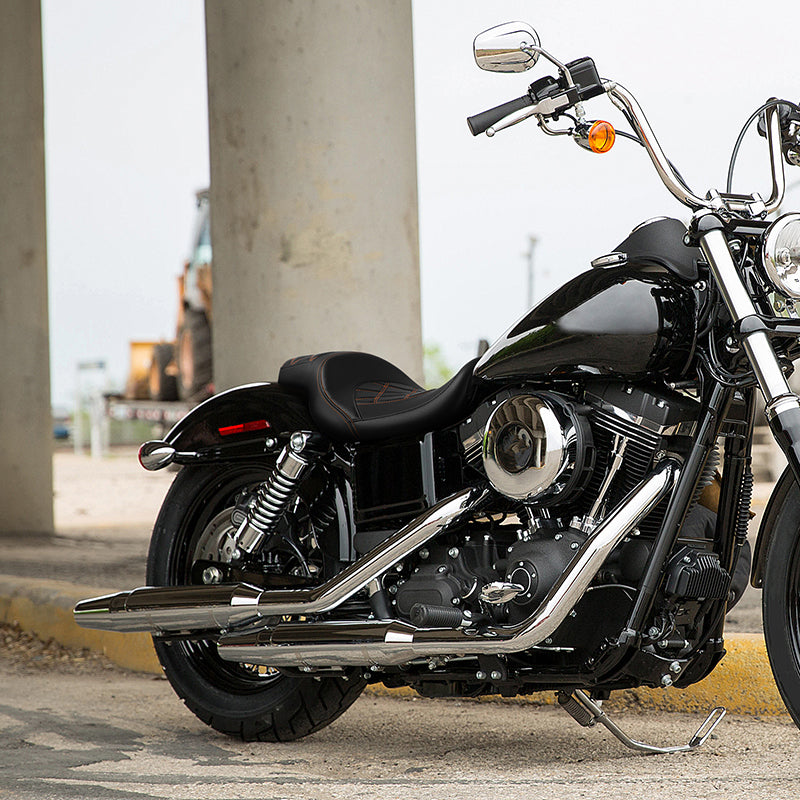 C.C. RIDER Dyna Seat 2 up Seat Motorcycle Seat Lattice Stitching For Dyna Low Rider Fat Bob FXD/FXDWG, 2006-2017