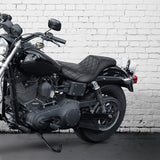 C.C. RIDER Dyna Step Up Seat 2 Up Seat Black Lattice Stitching For Dyna Wide Glide Super Glide, 1996-2003