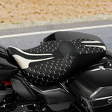 Heated Seat C.C. RIDER Touring Seat 2 up Seat Driver Passenger Seat For Harley Touring Street Glide Road Glide Electra Glide Honeycomb Stitiching, 2008-2024