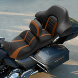 C.C. RIDER Touring Seat Driver Passenger Seat With Backrest For Harley CVO Road Glide Electra Glide Street Glide Road King, Brown, 2014-2023