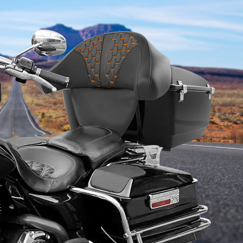 C.C. RIDER King Passenger Backrest Pad Box Trunk Back Rest Honeycomb For Harley Touring 1997-2013