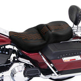 C.C. RIDER Touring Seat 2 Up Seat  Driver Passenger Seat Black Orange Honeycomb Stitching For Harley CVO Road Glide Electra Glide Street Glide Road King, 1997-2007