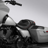 C.C. RIDER Touring Seat Two Piece 2 Up Seat Driver Solo Seat Passenger Seat Alcantara Leather Red Stitching For CVO Street Glide CVO Road Glide, 2023-2024