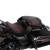 Gel Seat C.C. RIDER Touring Seat Two Piece 2 Up Seat Low Profile Driver Passenger Seat For Road Glide Street Glide Road King Lattice Stitching, 2009-2023