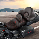 C.C. RIDER Touring Seat Driver Passenger Seat With Backrest For Harley CVO Road Glide Electra Glide Street Glide Road King, Black Coffee, 2014-2024