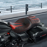 C.C. RIDER Touring Seat 2 Up Seat Driver Passenger Seat Homeycomb For Harley CVO Road Glide Electra Glide Street Glide Road King, 2009-2023