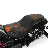 Gel Seat C.C. RIDER Dyna Step Up Seat 2 up Seat Honeycomb Stitching For Dyna Low Rider Fat Bob FXD/FXDWG, 2006-2017