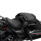 Gel Seat C.C. RIDER Touring Seat Two Piece 2 Up Seat Low Profile Driver Passenger Seat For Road Glide Street Glide Road King Lattice Stitching, 2009-2023