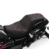 Gel Seat C.C. RIDER Dyna Step Up Seat 2 up Seat Diamond Stitching For Dyna Low Rider Fat Bob FXD/FXDWG, 2006-2017