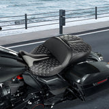 C.C. RIDER Touring Seat Driver Passenger Seat With Backrest For Harley CVO Road Glide Electra Glide Street Glide Road King, Whitish Grey, 2014-2023