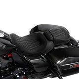 Gel Seat C.C. RIDER Touring Seat Two Piece 2 Up Seat Low Profile Driver Passenger Seat For Road Glide Street Glide Road King Lattice Stitching, 2009-2023