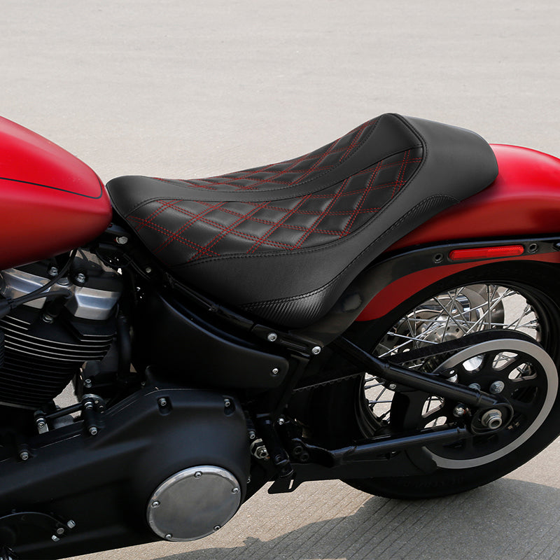 C.C. RIDER Softail Seat Solo Seat Driver Seat Rider Seat For Street Bob Softail Slim Deluxe Red Lattice, 2018-2023