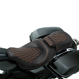 Gel Seat C.C. RIDER Touring Seat Two Piece 2 Up Seat Low Profile Driver Passenger Seat For Road Glide Street Glide Road King Lattice Stitching, 2009-2023