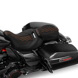 C.C. RIDER Touring Seat Two Piece 2 Up Seat Low Profile Driver Passenger Seat Honeycomb Design For Road Glide Street Glide Road King, 2009-2023