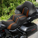C.C. RIDER Touring Seat Driver Passenger Seat With Backrest For Harley CVO Road Glide Electra Glide Street Glide Road King, Brown, 2014-2023