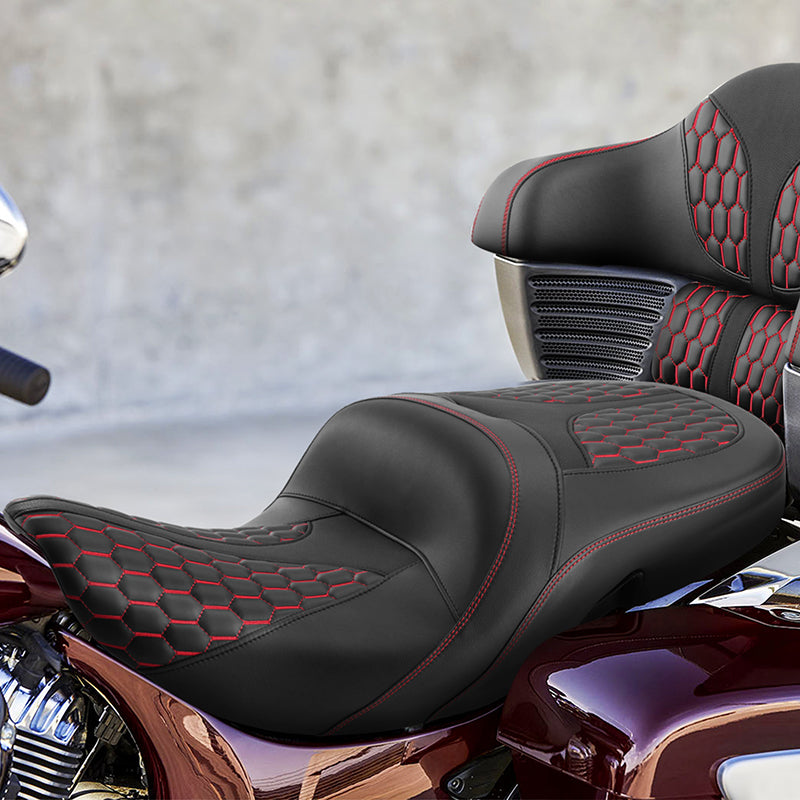 C.C.RIDER Indian Chieftain 2 Up Seat Touring Motorcycle Seat Honeycomb Stitching, 2014-2025