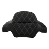 C.C. RIDER Touring Seat Driver Passenger Seat Extended Reach Seat With Backrest For Harley CVO Road Glide Electra Glide Street Glide Road King, Black Gray Diamond Stitching, 2014-2023